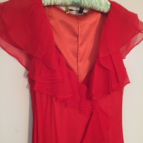Elegant Red/Orange Silk Wrap Long Dress Size 4 - Picture 4 of 15